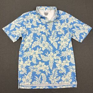 Straight Down Polo Shirt Mens Medium Blue Floral Don‎ Ho Polo Performance Defect